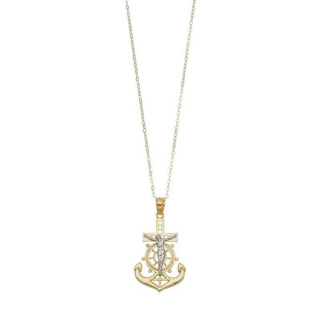 10k Gold Mariner Crucifix Pendant Necklace, Womens Product Image