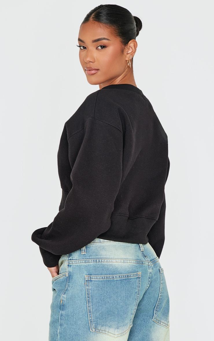 Black Cropped Button Front Sweatshirt Product Image