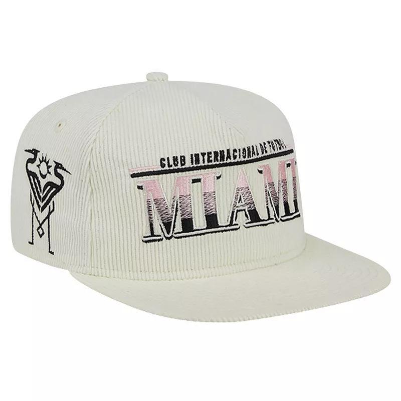 Mens New Era White Inter Miami CF Throwback Corduroy Golfer Adjustable Hat Product Image