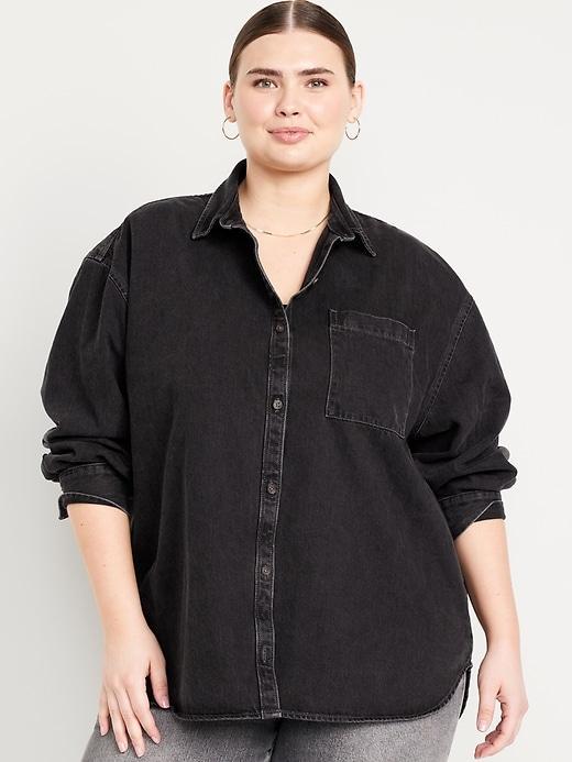 Boyfriend Button-Down Jean Tunic Product Image