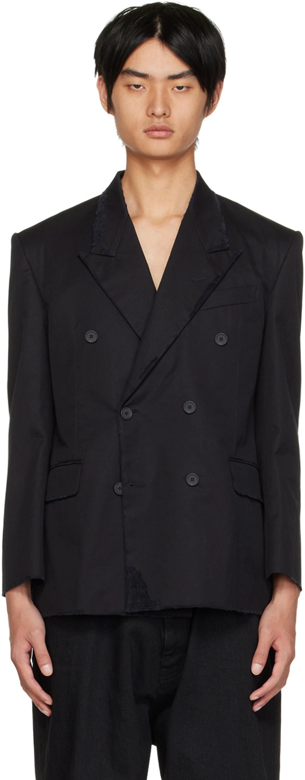 BALENCIAGA Shrunk Db Wool Blazer In Black Product Image