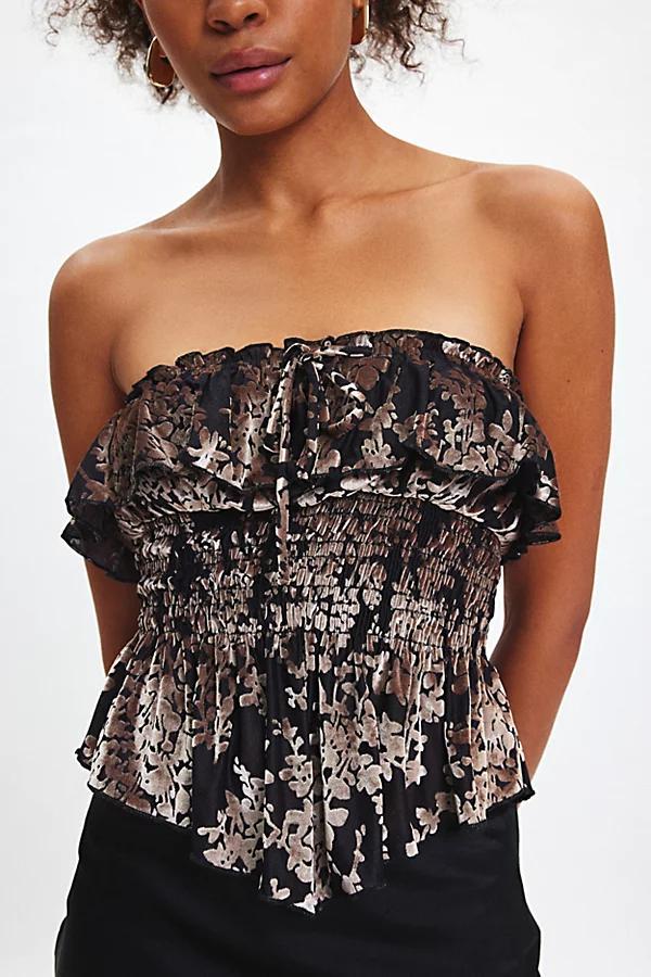 Kimchi Blue Clarabella Burnout Velvet Ruffle Peplum Tube Top Womens at Urban Outfitters Product Image