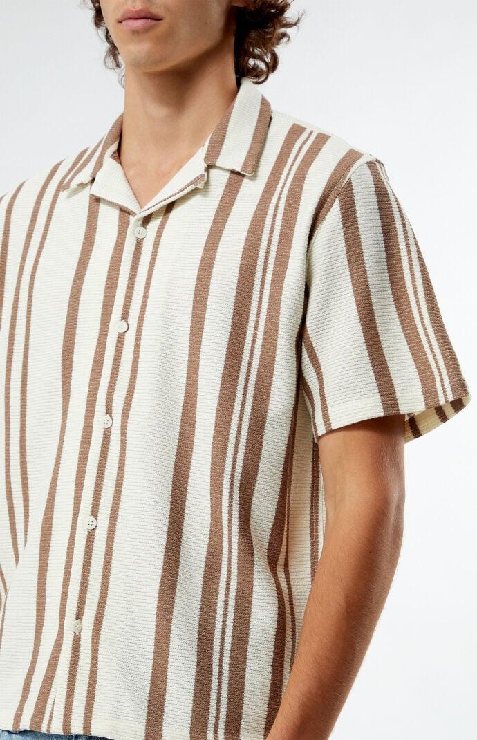 Men's Textured Striped Camp Shirt Product Image