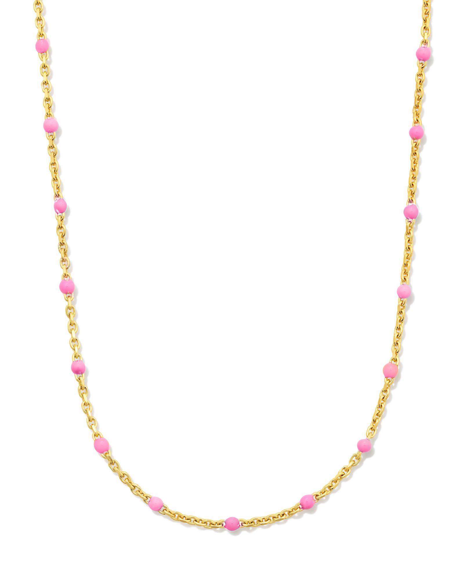 Pink Enamel 18k Gold Vermeil Satellite Chain Necklace Product Image