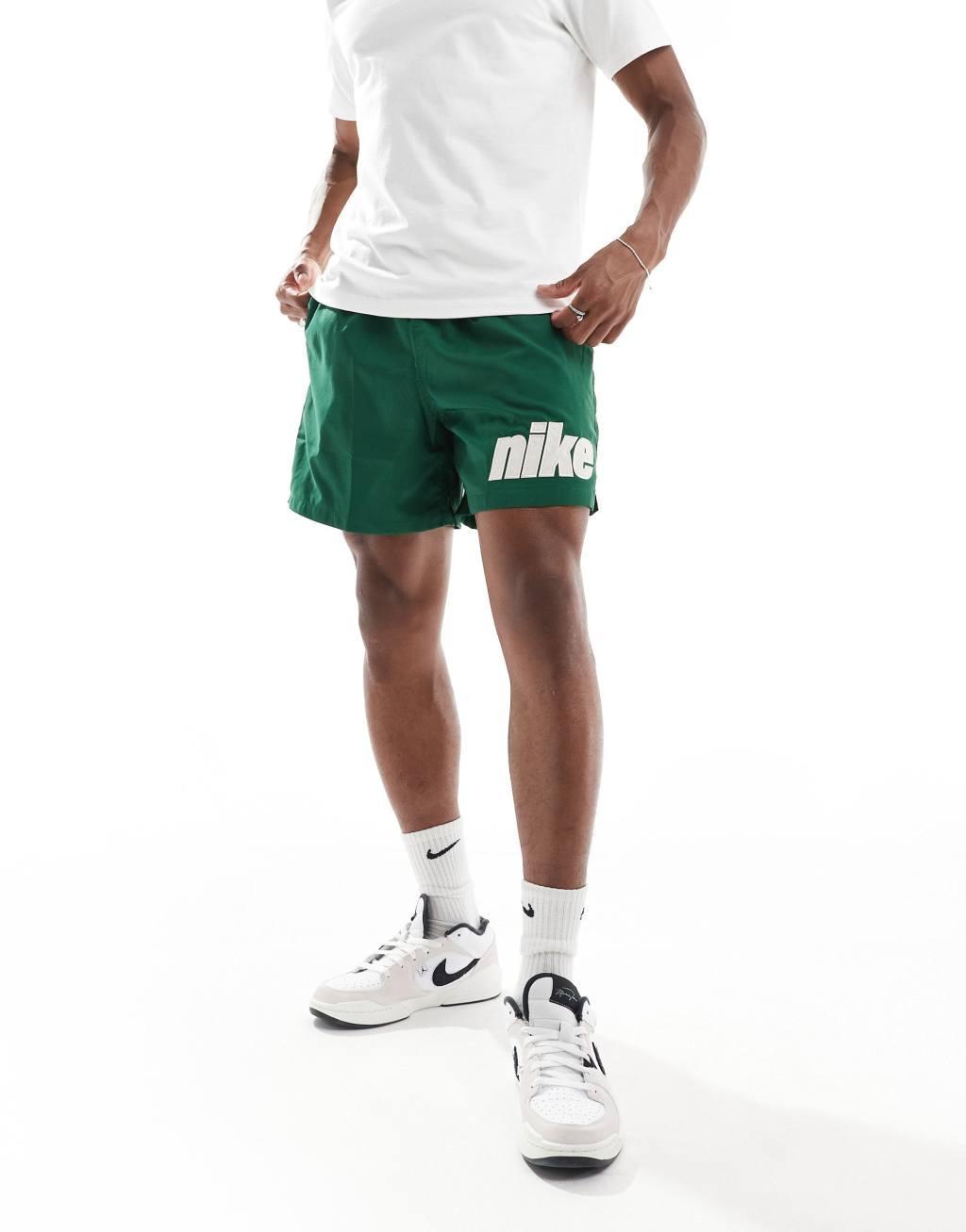 Nike Block 2.0 logo woven shorts in dark green Product Image