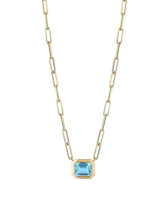 Womens Manhattan 18K Gold & Blue Topaz Pendant Necklace Product Image