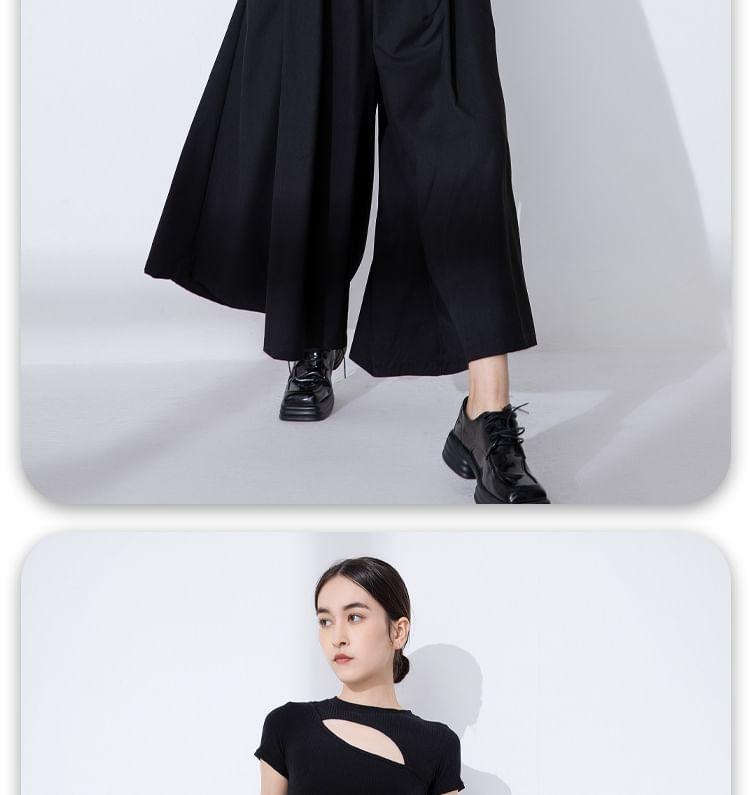 Drawstring Waist Plain Cropped Culottes Product Image