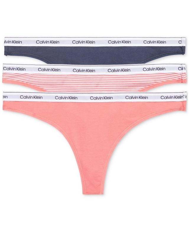 Calvin Klein Womens 3-Pk. Modern Logo Low-Rise Thong Underwear QD5209 - Syrah/subdued Product Image