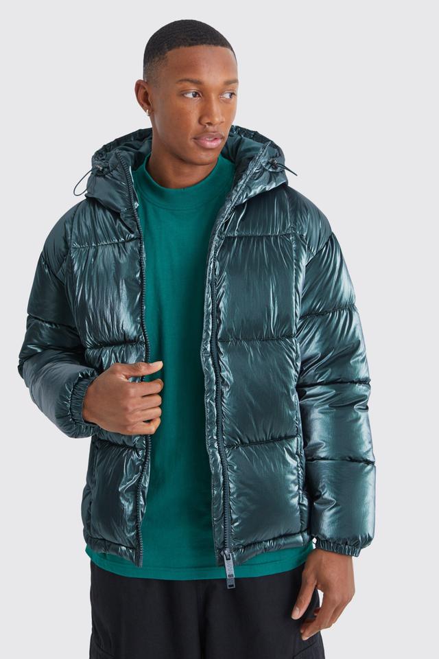 Metallic Square Quilted Puffer | boohooMAN USA Product Image