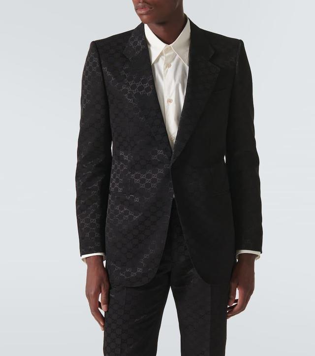 GUCCI Gg Canvas Cotton-blend Blazer In Black Product Image