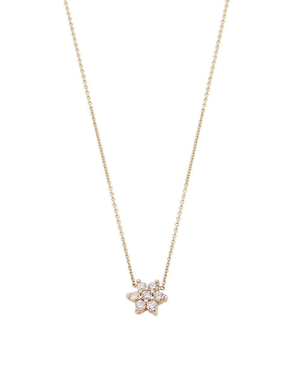 Womens 18K Rose Gold & Diamond Star Pendant Necklace Product Image