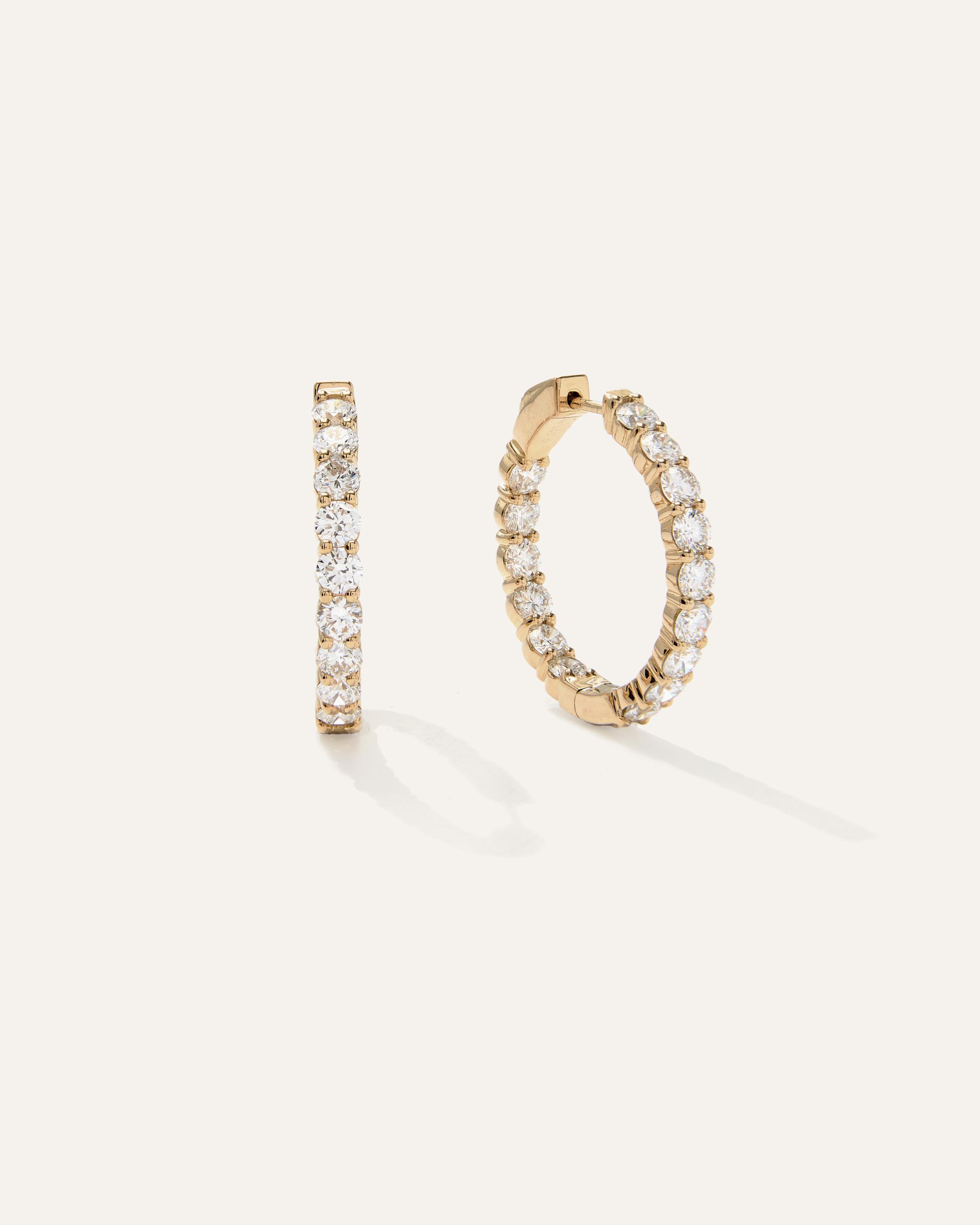 14k Gold Lab Grown Diamond Inside Outside Hoops Product Image