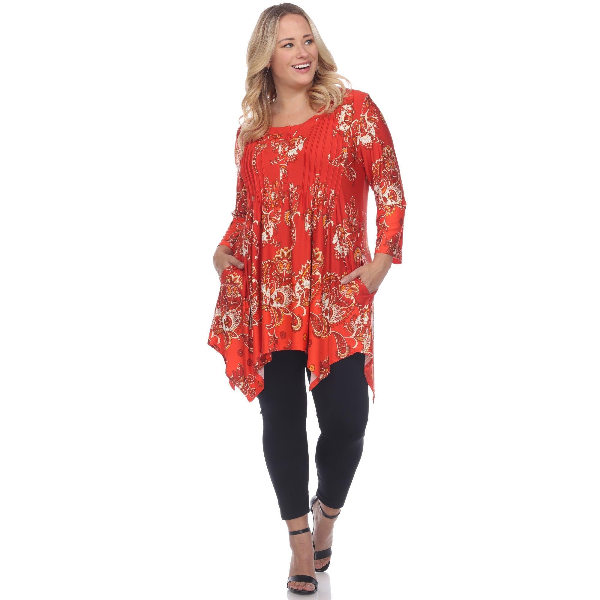 Paisley Scoop Neck Top with Pockets - Plus Product Image