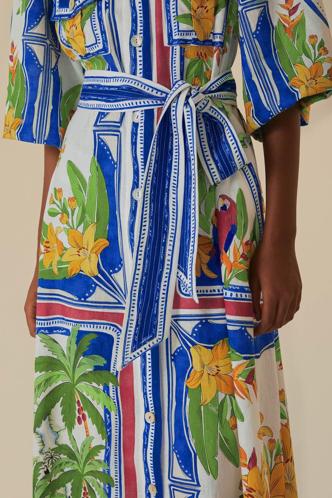 Off-White Tropical Destination Midi Dress Product Image