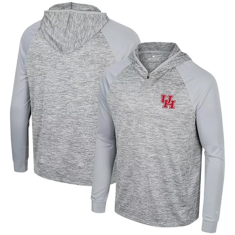 Mens Colosseum Gray Houston Cougars Cybernetic Raglan Quarter-Zip Hooded Top Product Image