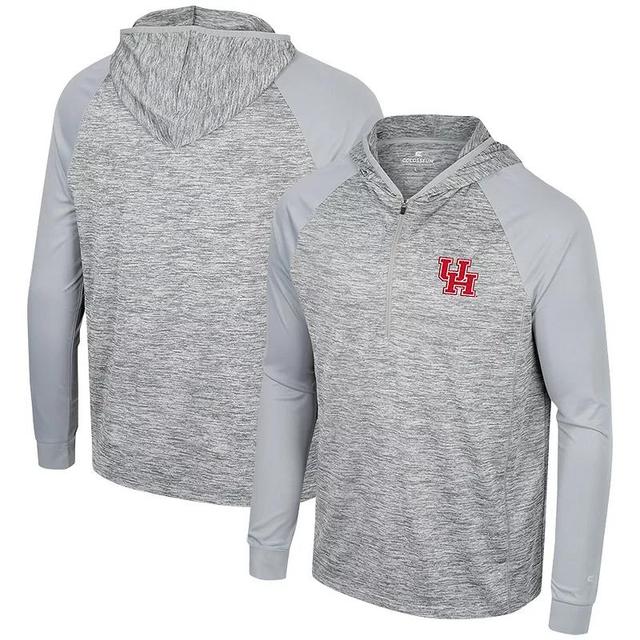 Mens Colosseum Gray Houston Cougars Cybernetic Raglan Quarter-Zip Hooded Top Product Image