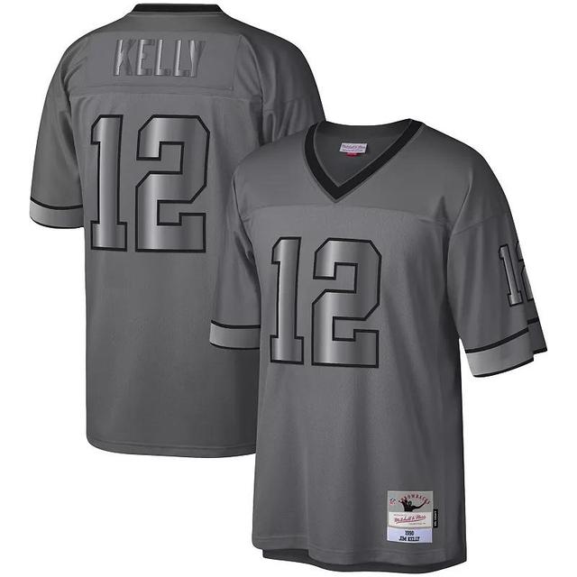 Mens Mitchell & Ness Jim Kelly Charcoal Buffalo Bills 1990 Retired Player Metal Legacy Jersey Product Image