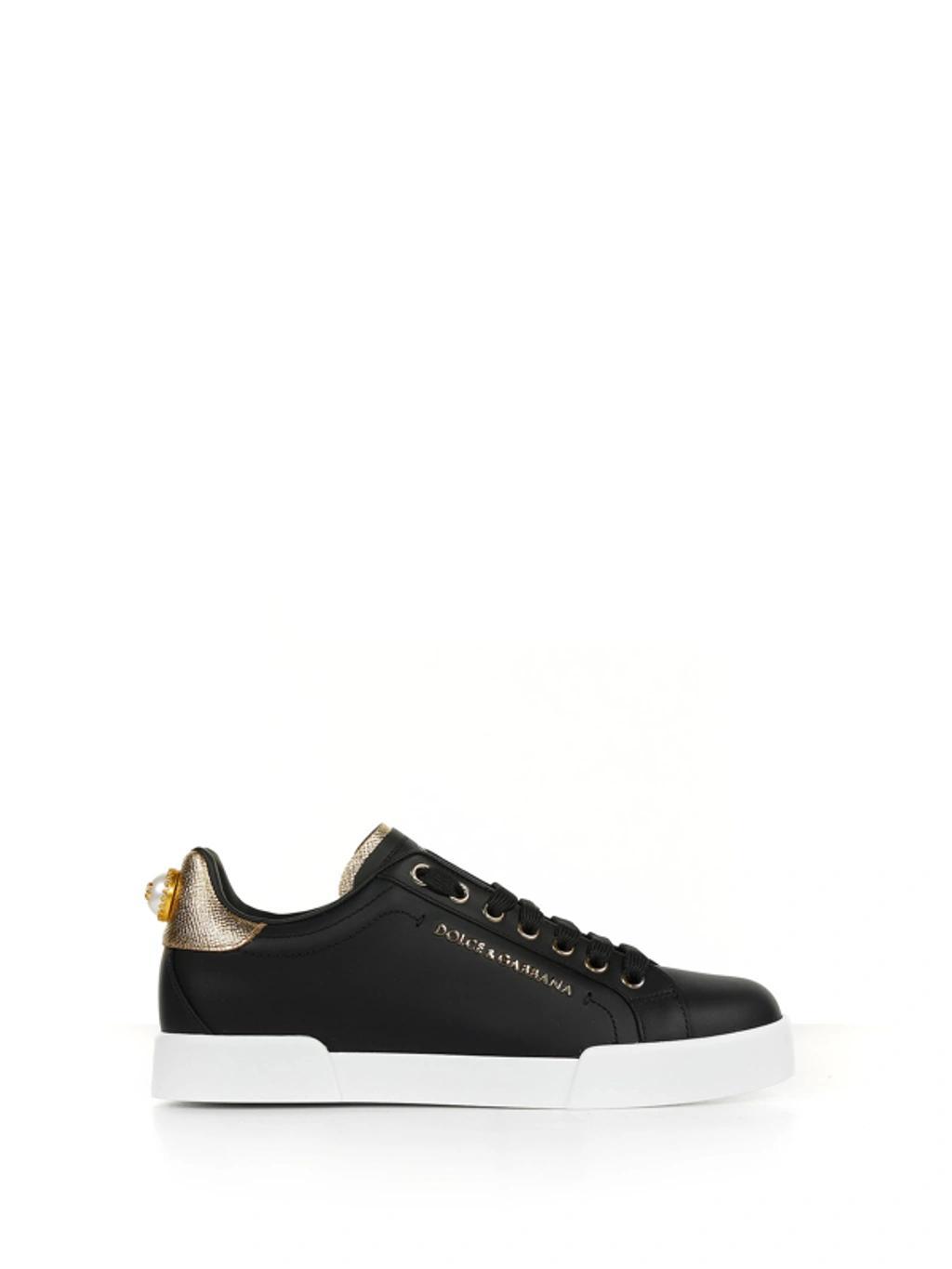 DOLCE & GABBANA Portofino Sneakers In Leather In Black product image