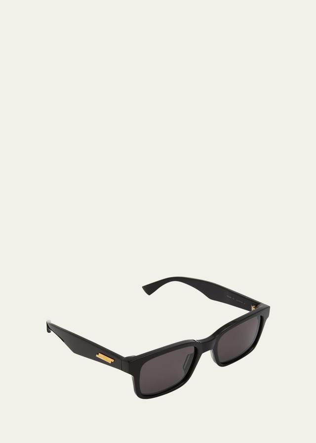 Bottega Veneta Men's Acetate Rectangle Sunglasses  - BLACK Product Image