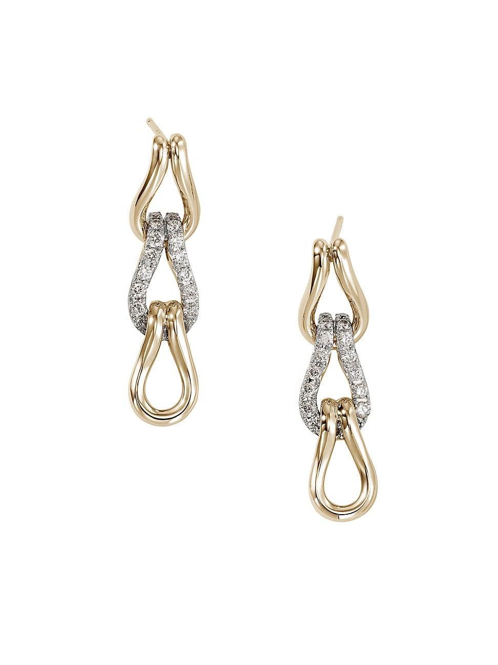 John Hardy Surf Pav Diamond Link Drop Earrings Product Image