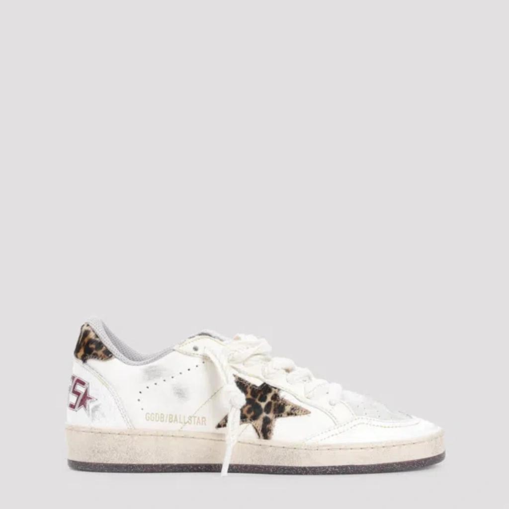 White And Beige Ball Star Ovine Leather Sneakers In White/beige/beige Brown Leo Product Image