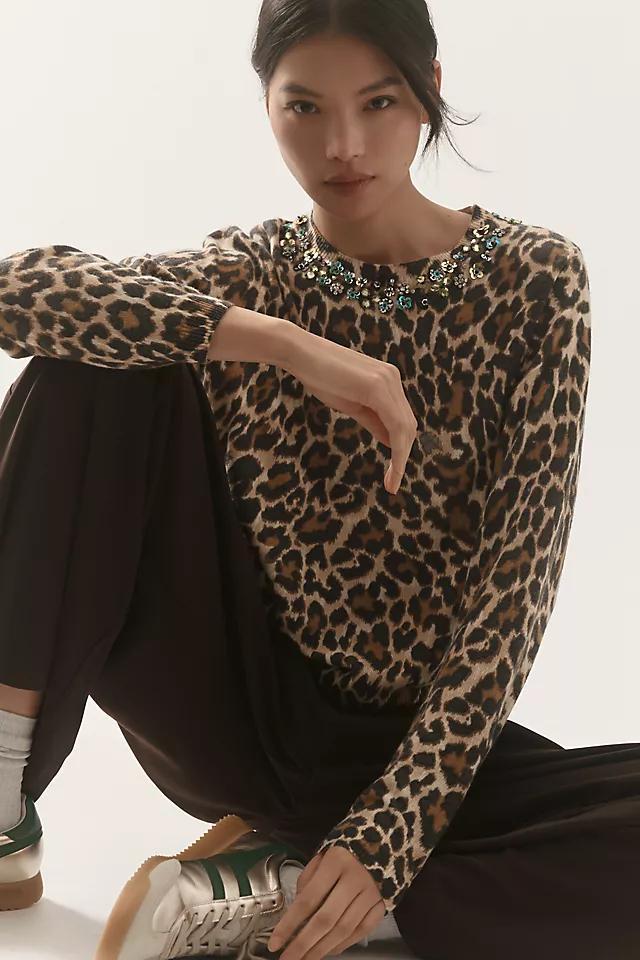 Essentiel Antwerp Galler Embellished Leopard-Print Sweater Product Image