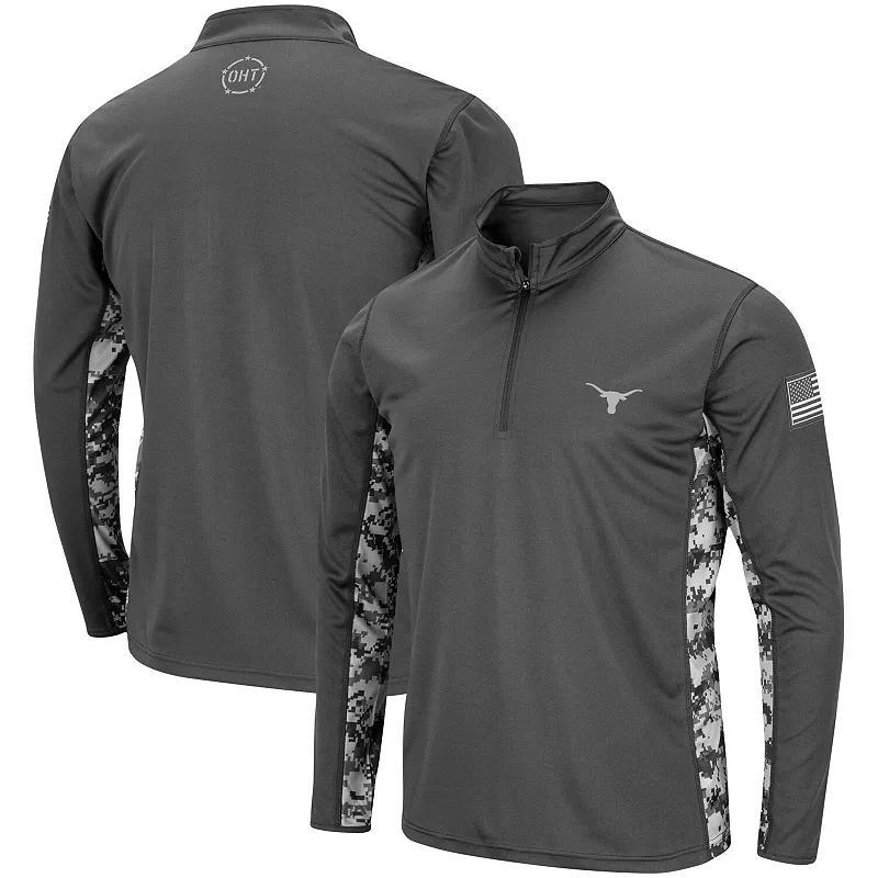 Mens Colosseum Charcoal Texas Longhorns OHT Military Appreciation Digital Camo Quarter-Zip Jacket Product Image