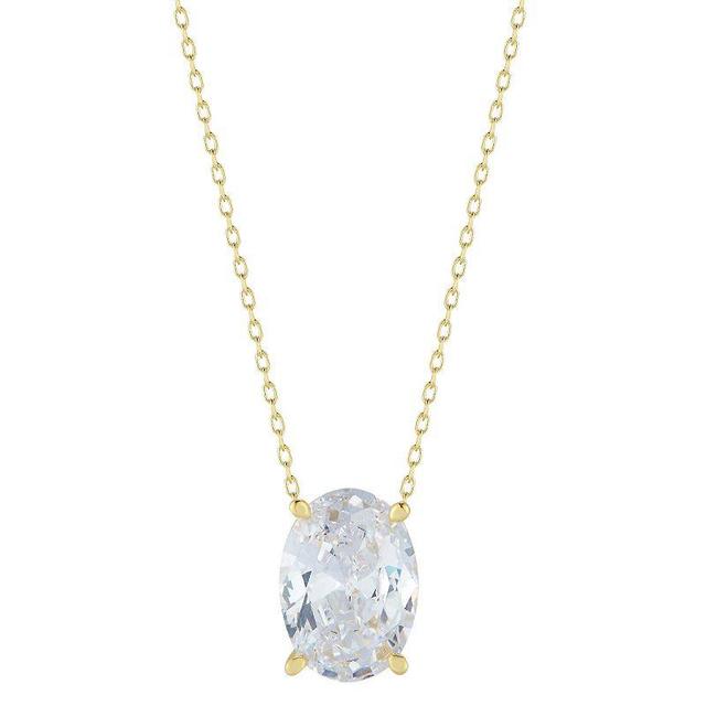 Sunkissed Sterling Cubic Zirconia Oval Solitaire Necklace, Womens Gold Tone Product Image