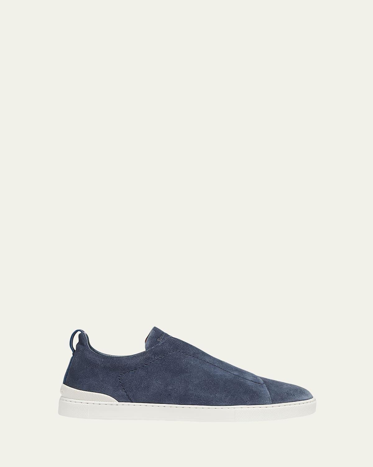 Mens Triple-Stitch Suede Slip-On Low-Top Sneakers Product Image