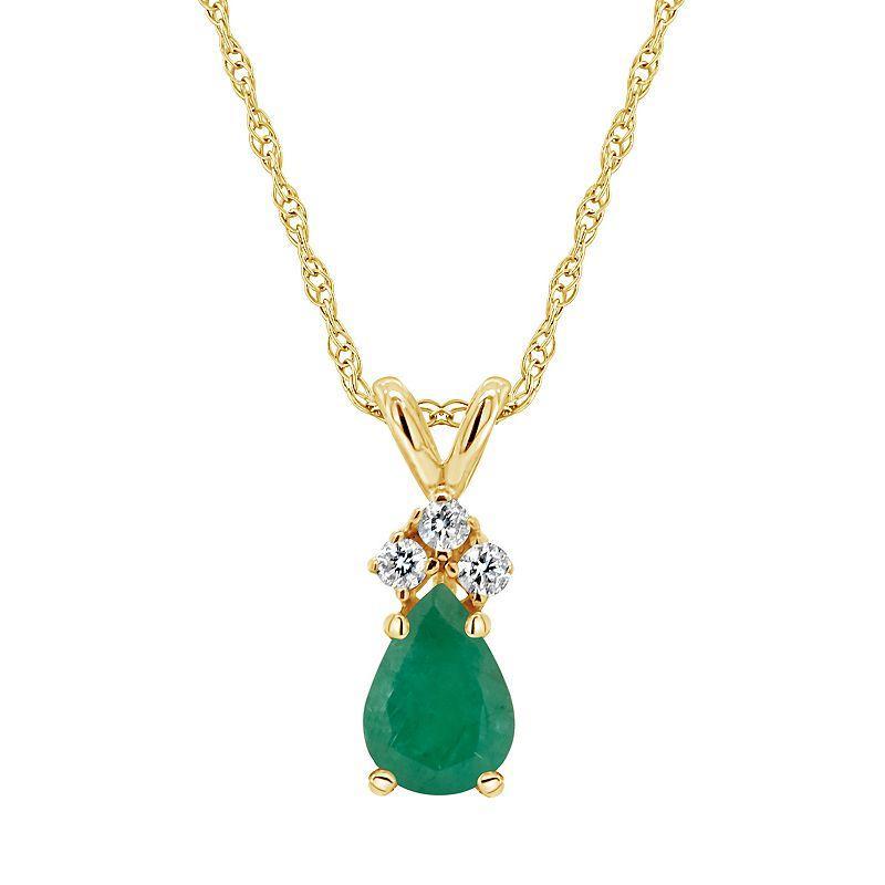 Celebration Gems 14K Yellow Gold 6x4 Pear Shaped Gemstone & Diamond Accent Pendant Necklace, Womens Red Product Image