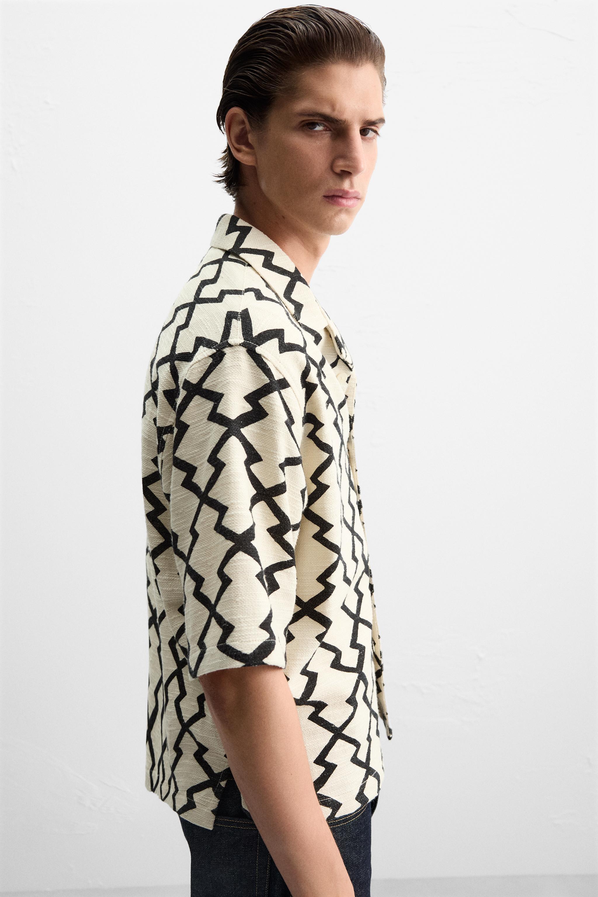 GEOMETRIC PRINT OVERSHIRT Product Image