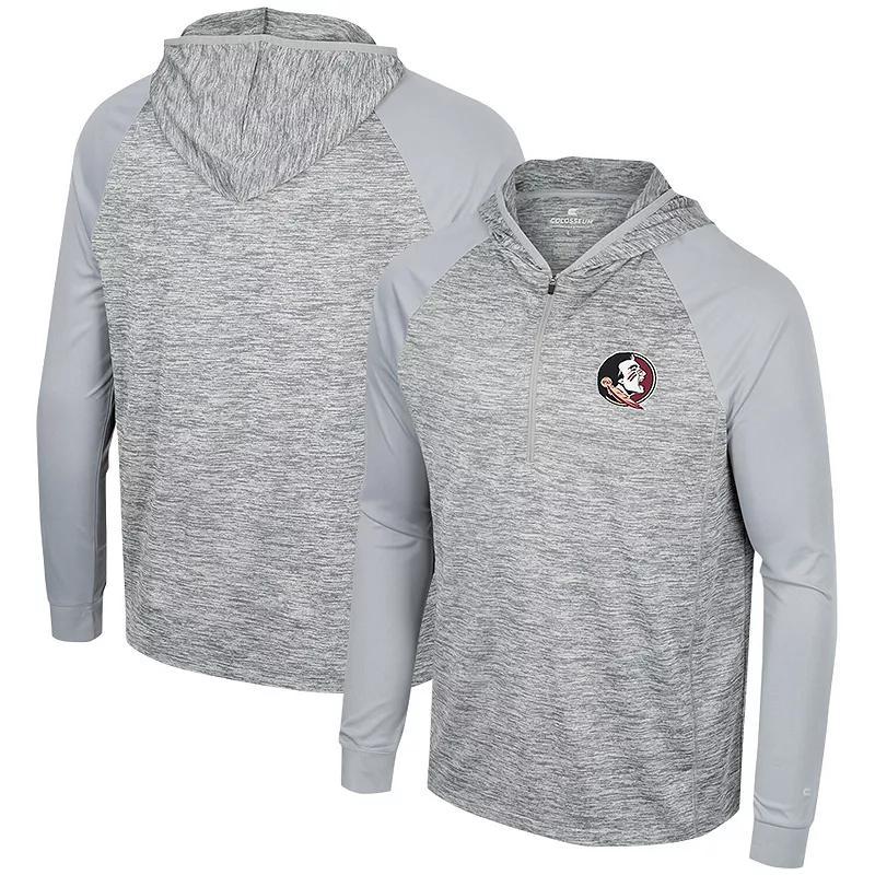 Mens Colosseum Gray Florida State Seminoles Cybernetic Raglan Quarter-Zip Hooded Top Product Image