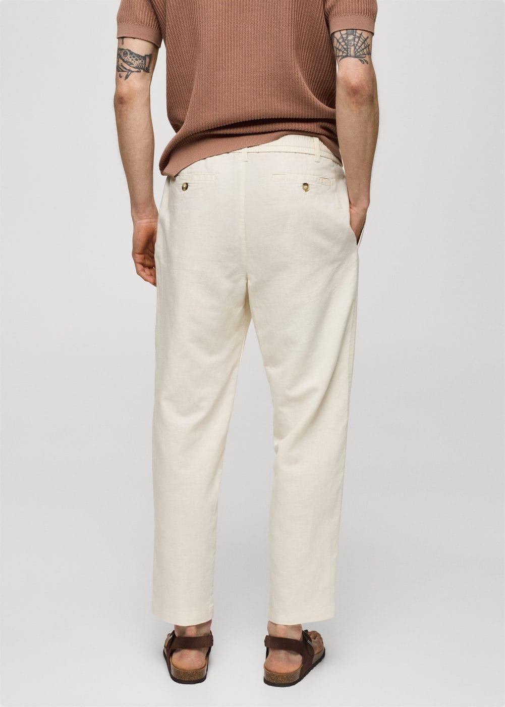 MANGO MAN - Slim-fit pants with drawstring off whiteMen Product Image