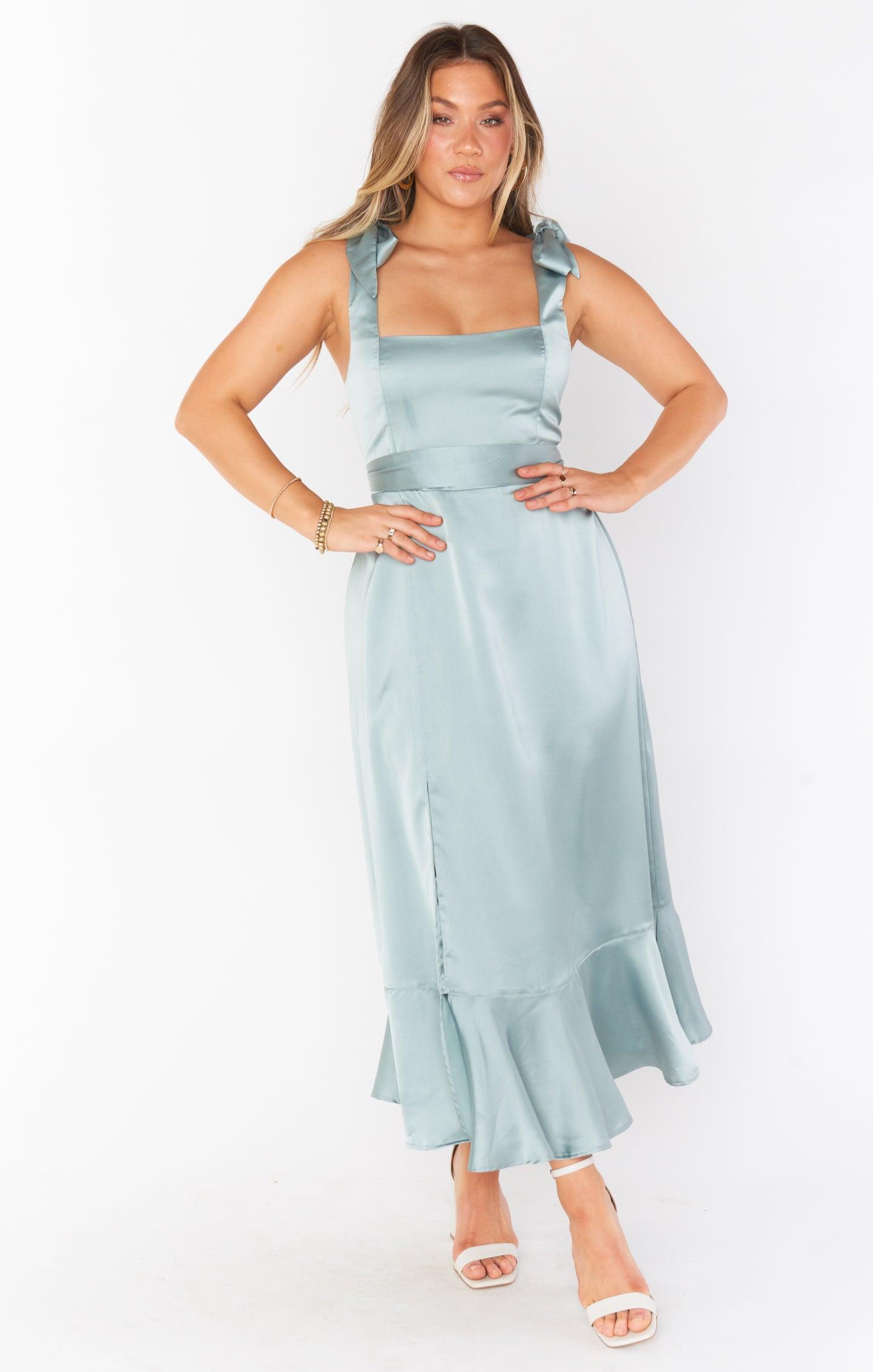 Claire Midi Dress ~ Silver Sage Luxe Satin Product Image