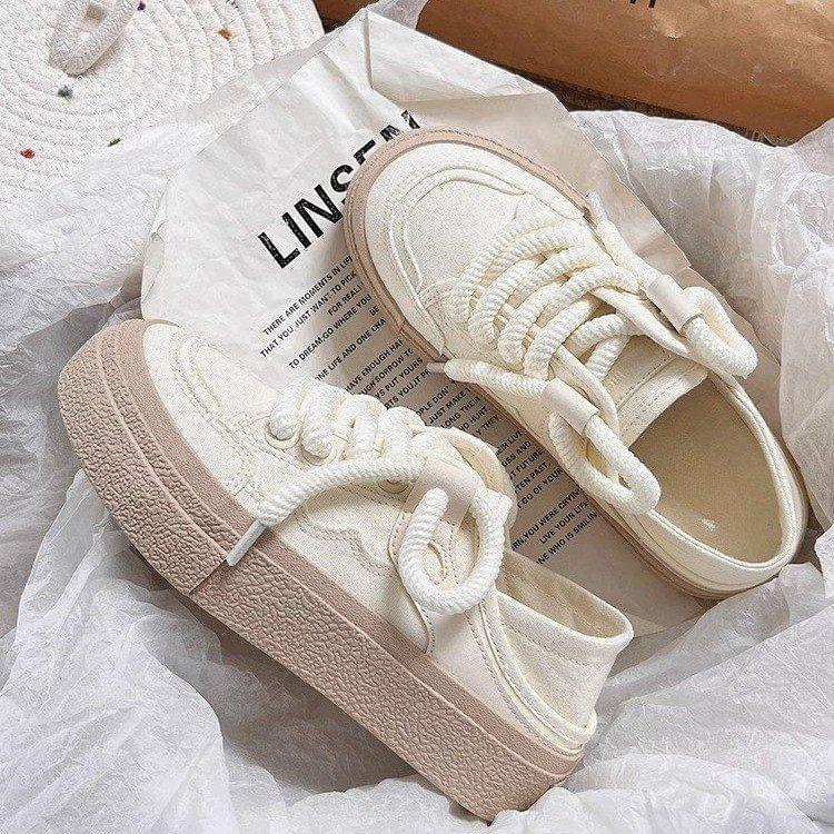 Platform Lace-Up Canvas Sneakers Product Image