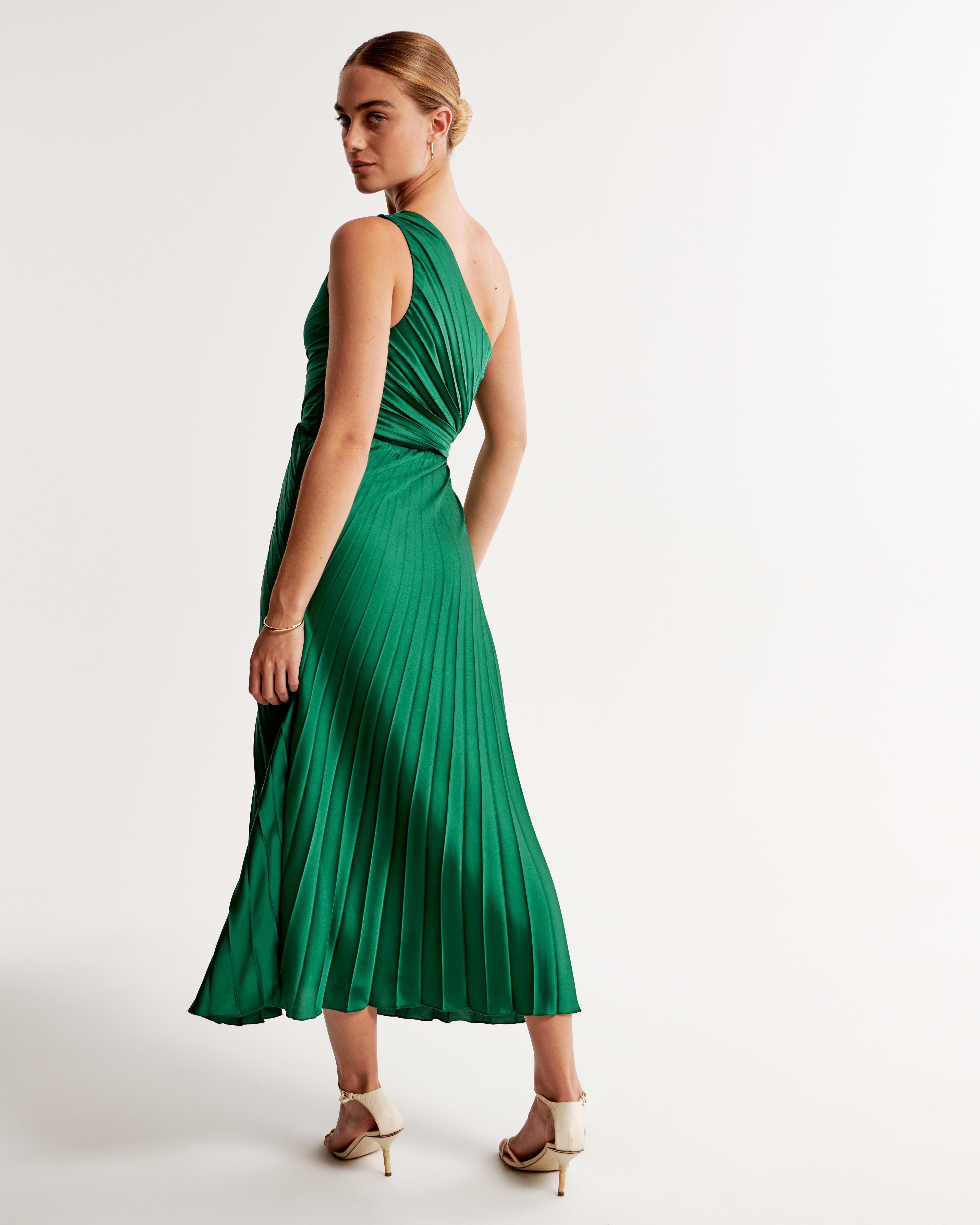 The A&F Giselle Pleated One-Shoulder Maxi Dress Product Image