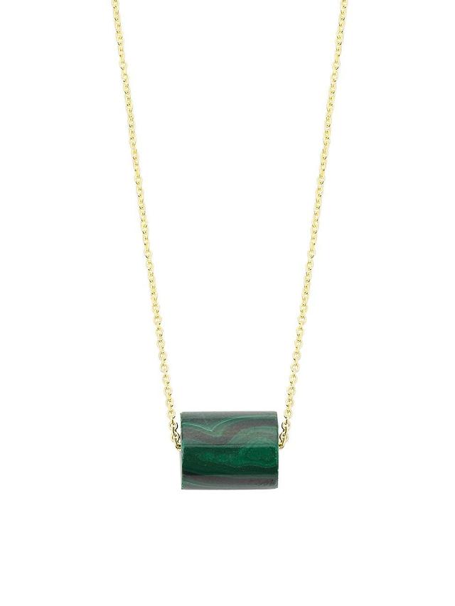 Womens 30s Deco Goldtone & Malachite Pendant Necklace Product Image