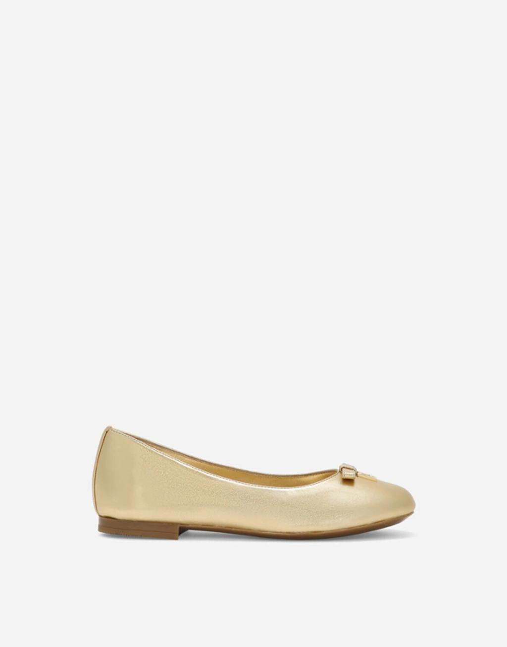 Foiled Nappa Leather Ballet Flats In Gold Product Image