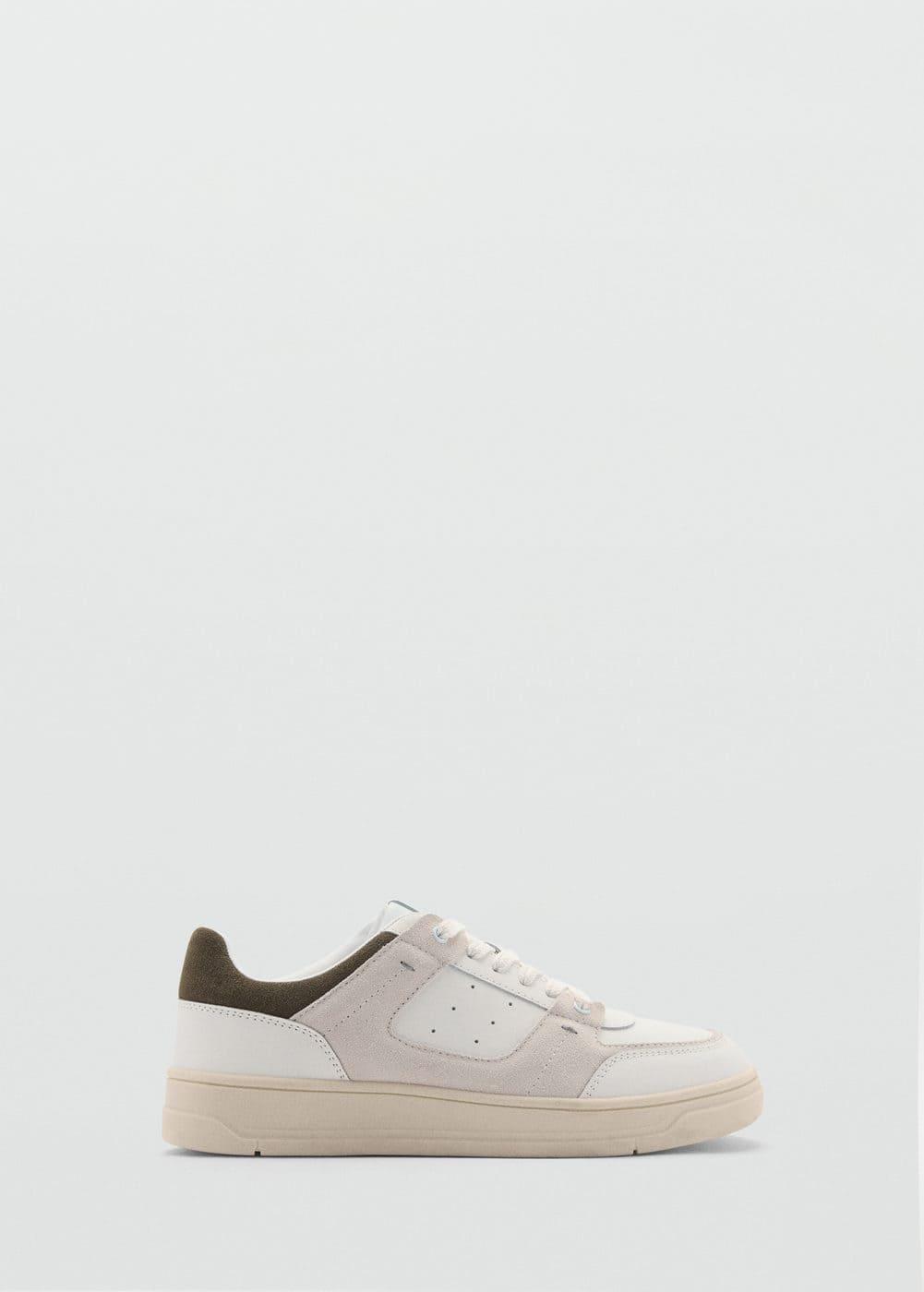 MANGO MAN - Leather mixed sneakers whiteMen Product Image