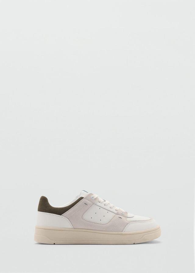 MANGO MAN - Leather mixed sneakers whiteMen Product Image