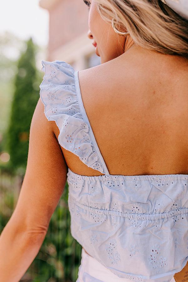 Cabo Beaches Eyelet Crop Top In Sky Blue Product Image