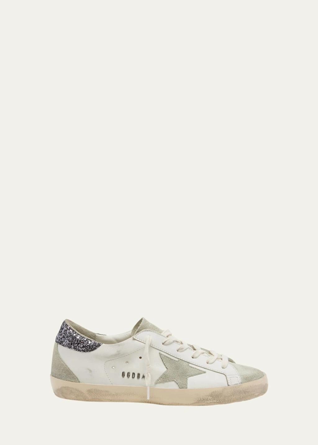 Superstar Mixed Leather Low-top Sneakers In White Ice Silver Product Image