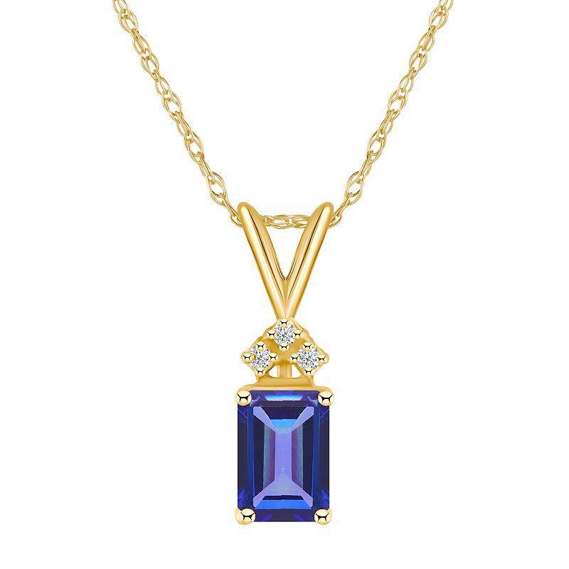 Belk & Co 14K Gold 7X5 Emerald Cut Tanzanite Diamond Accent Pendant Product Image