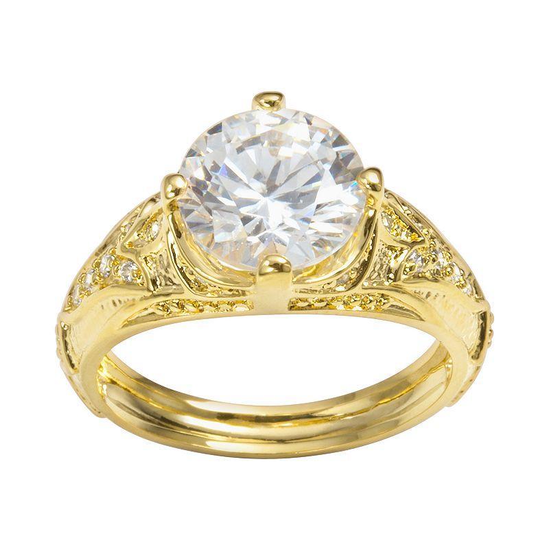 Sophie Miller 14k Gold Over Silver Cubic Zirconia Filigree Ring, Womens White Product Image