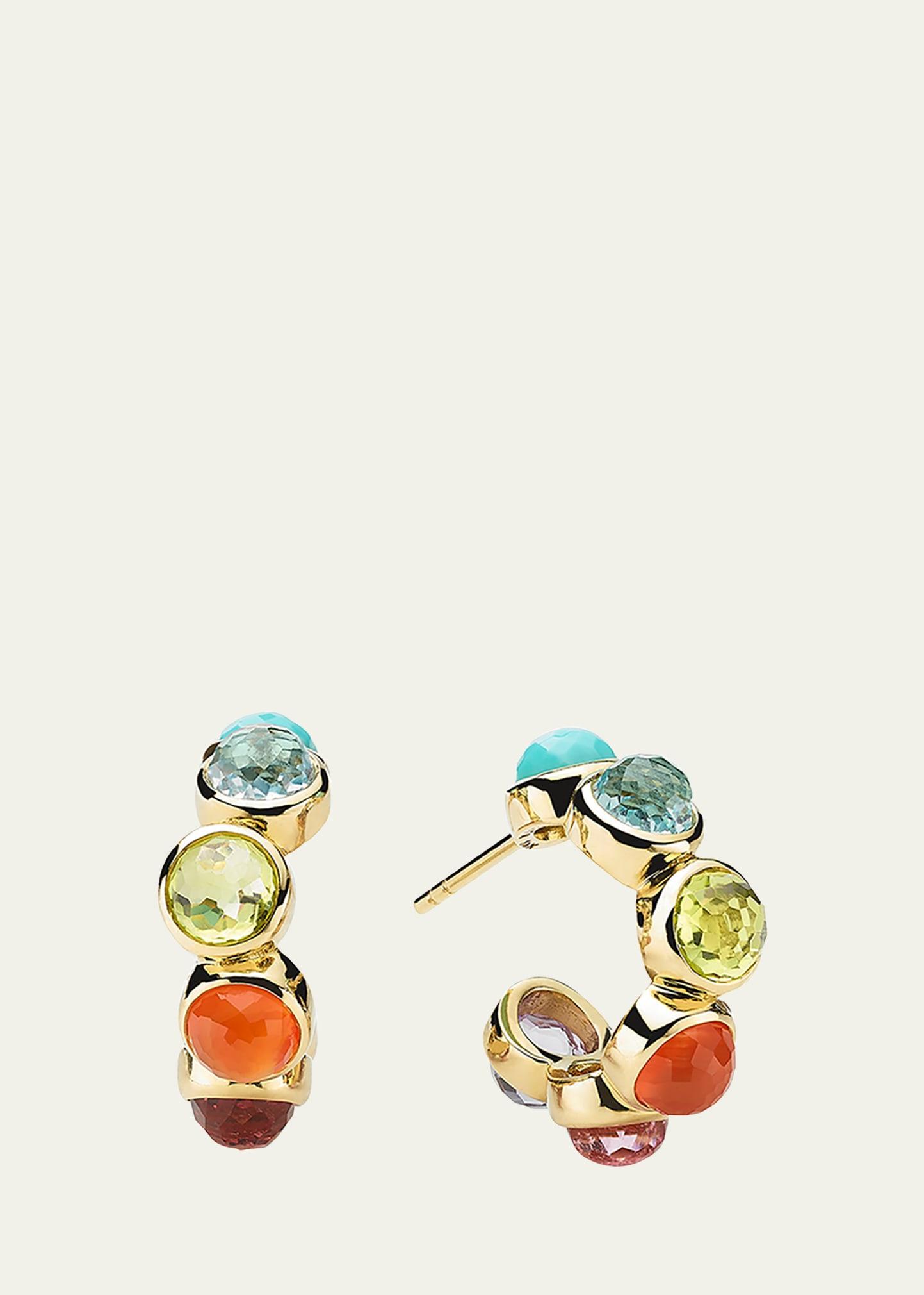 Womens Lollipop 18K Green Gold & Multi-Gemstone Mini Hoop Earrings Product Image