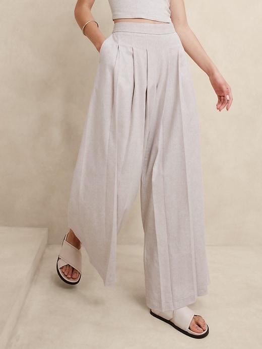 Linen-Blend Palazzo Pant Product Image