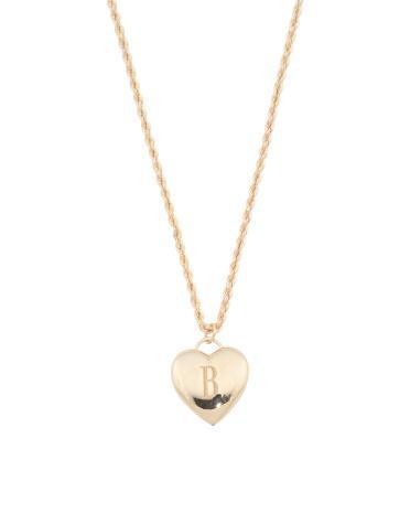 14K Engraved Initial Puffy Heart Necklace For Women Product Image