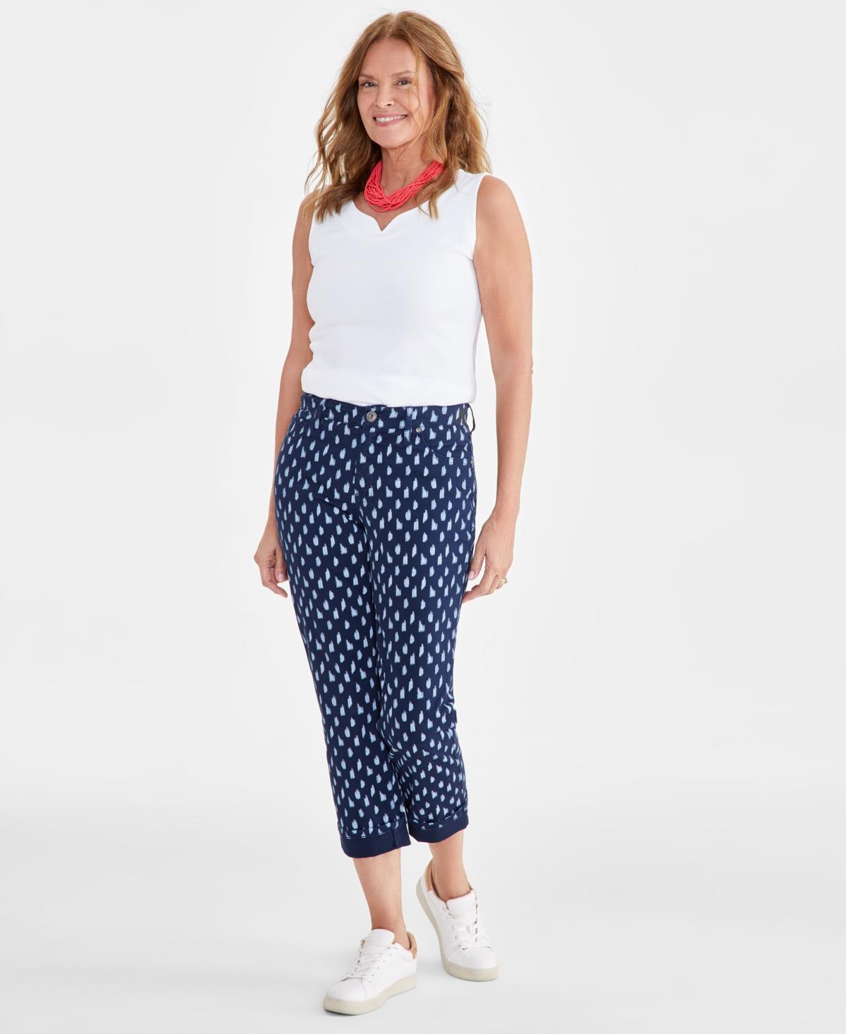 Style & Co Womens Printed Mid-Rise Curvy Roll-Cuff Capri Jeans, Created for Macys Product Image