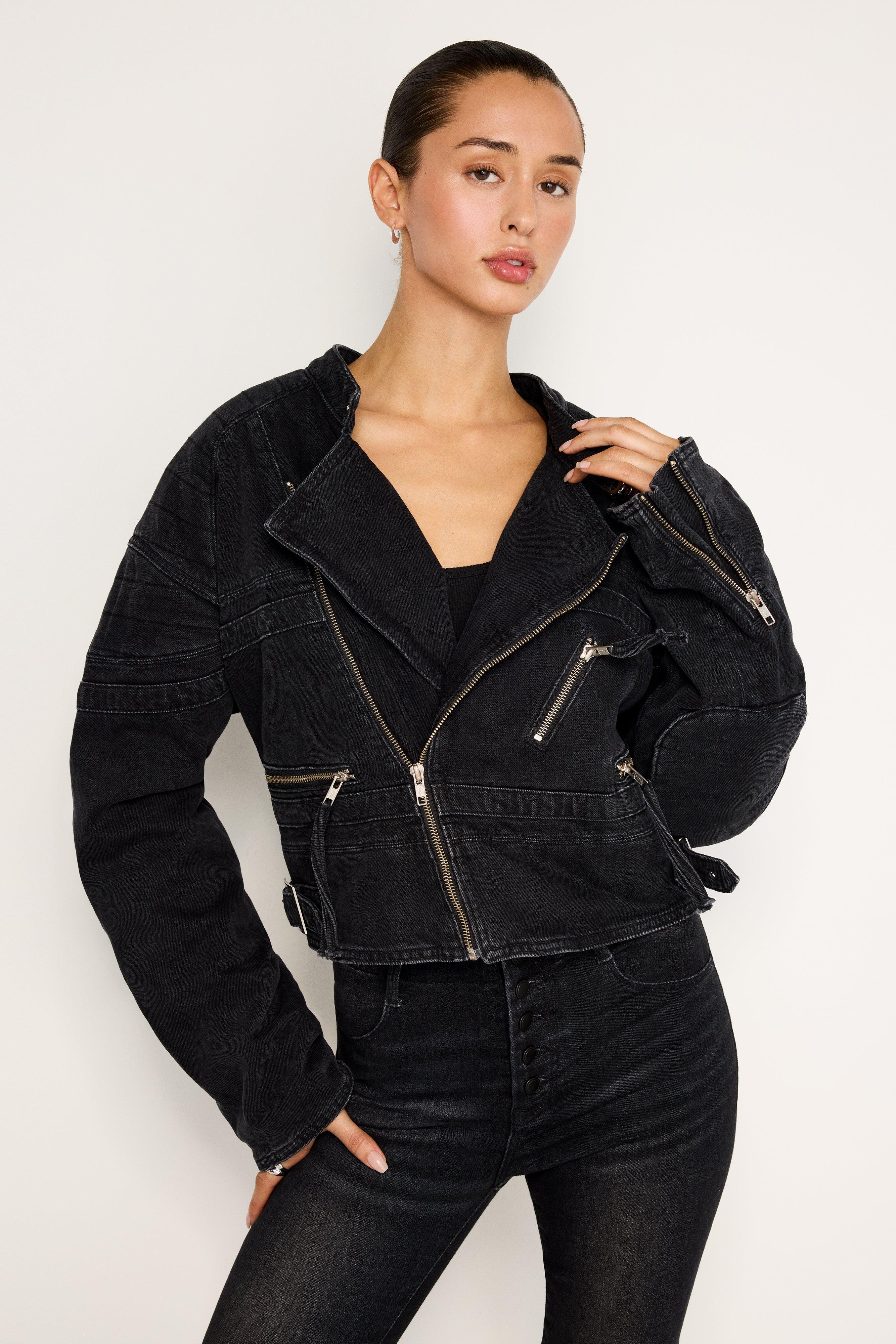 DENIM MOTO JACKET | BLACK351 Product Image