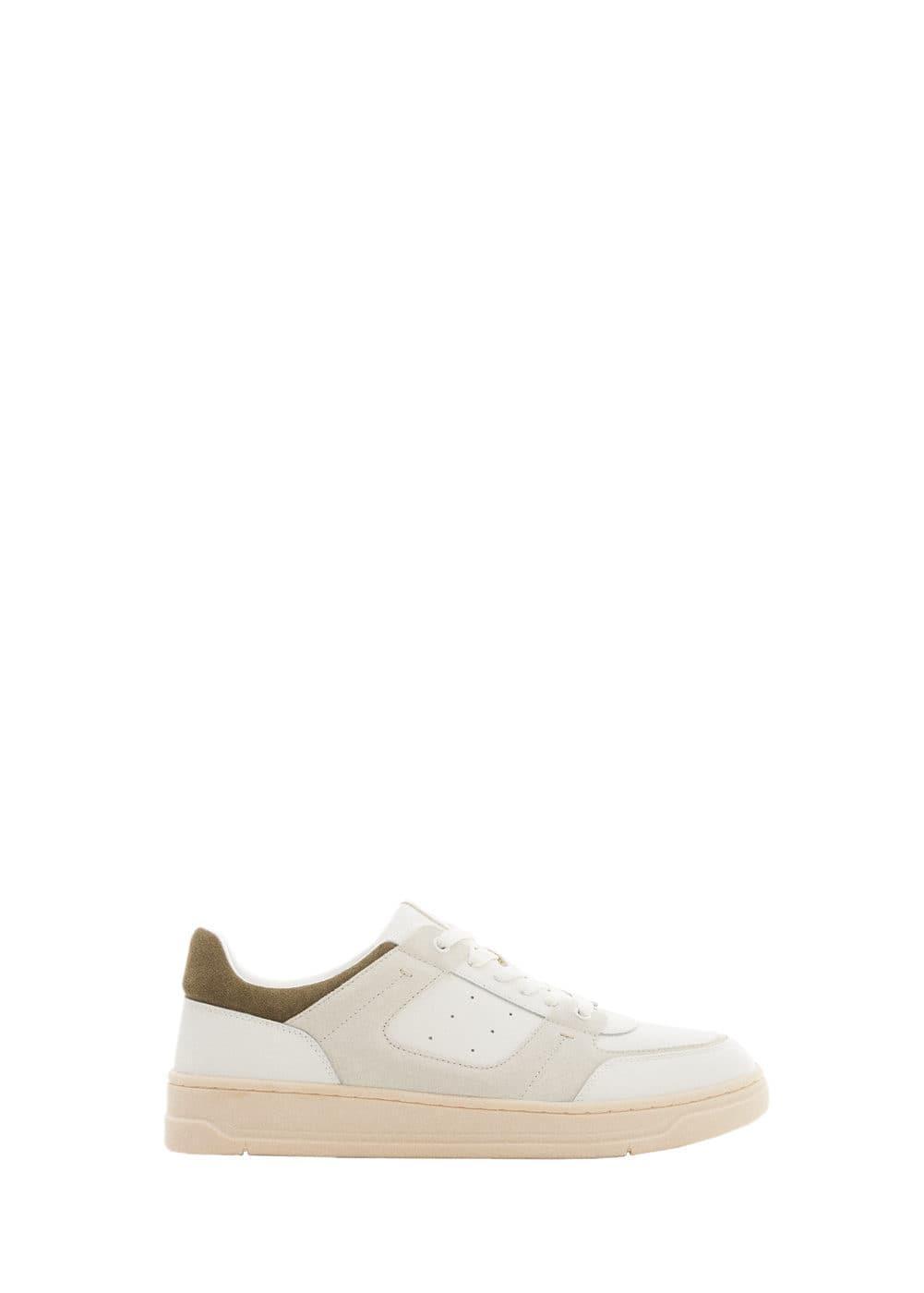 MANGO MAN - Leather mixed sneakers whiteMen Product Image